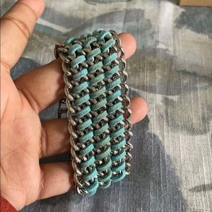 Turquoise Thread Silver Chain Bracelet